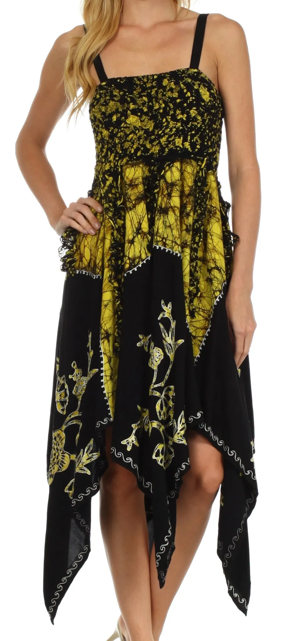 Sakkas Amara Batik Handkerchief Hem Dress