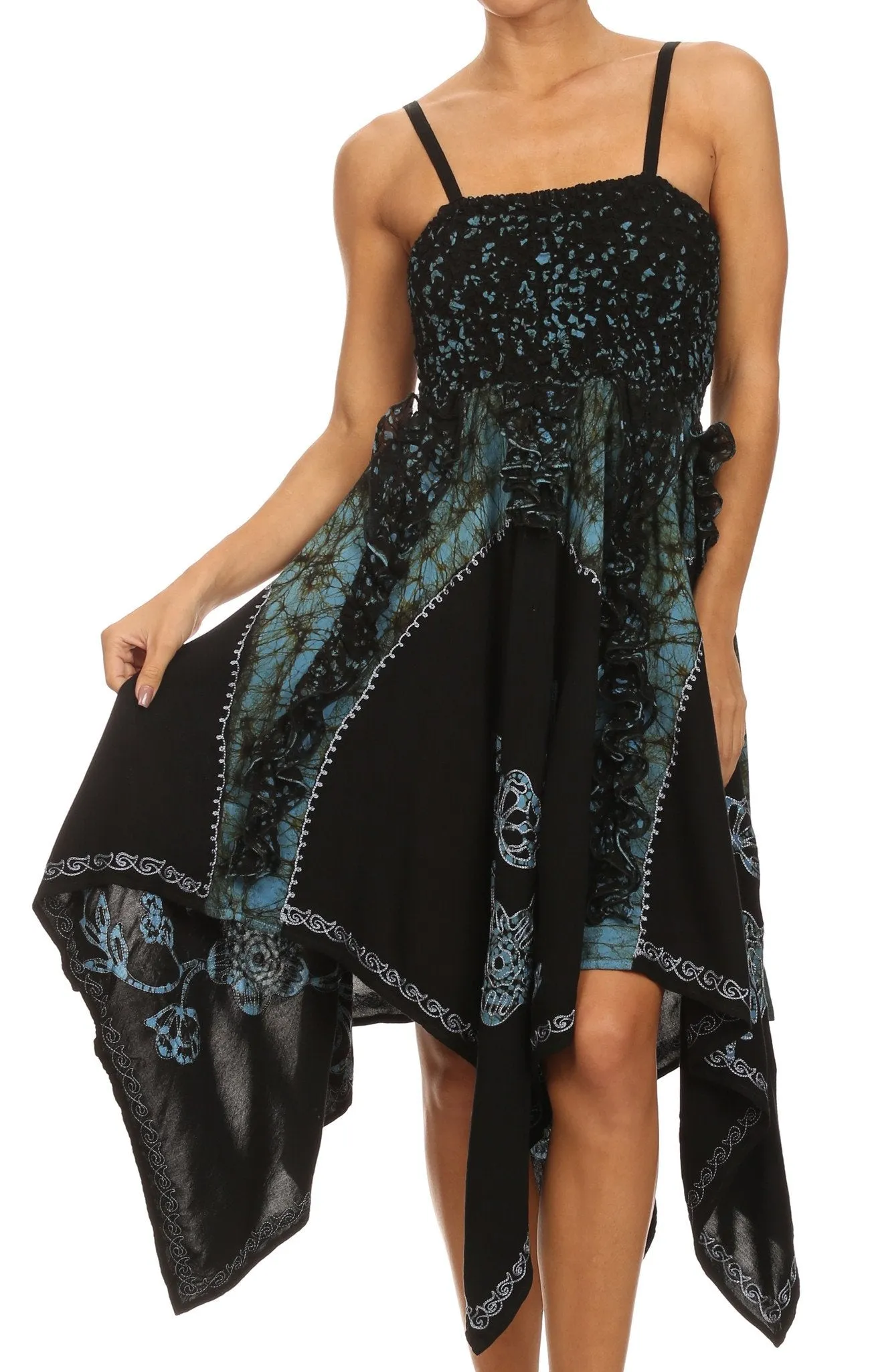 Sakkas Amara Batik Handkerchief Hem Dress