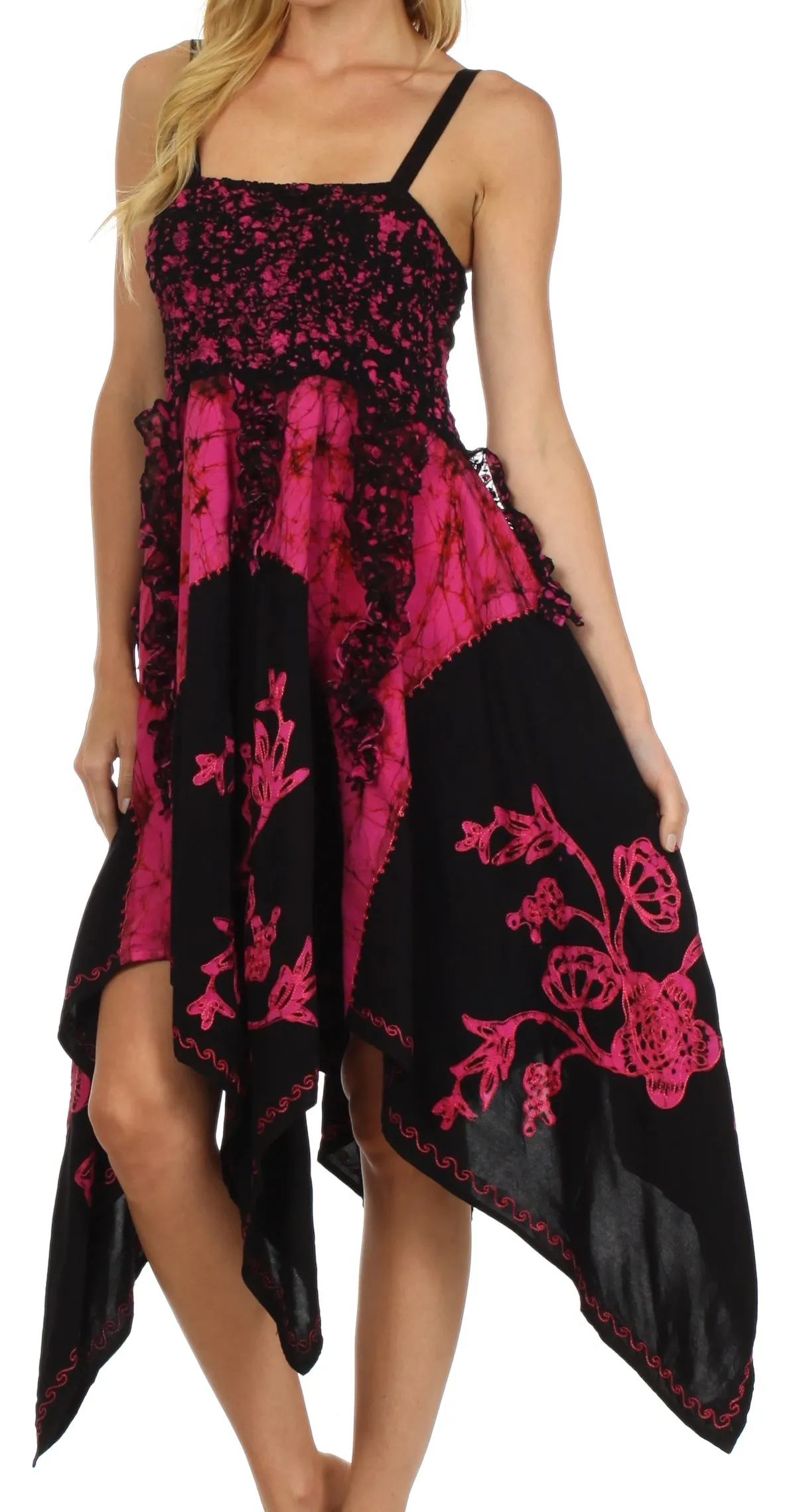 Sakkas Amara Batik Handkerchief Hem Dress