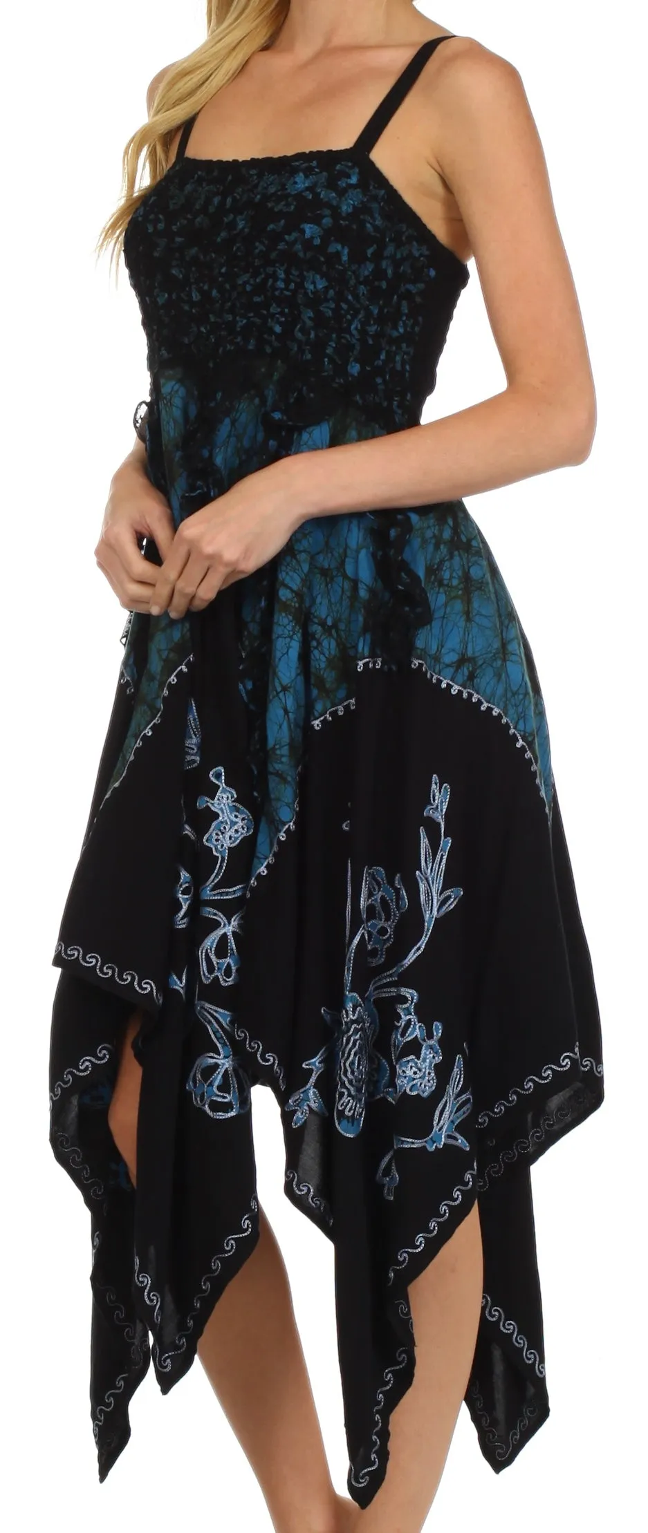 Sakkas Amara Batik Handkerchief Hem Dress