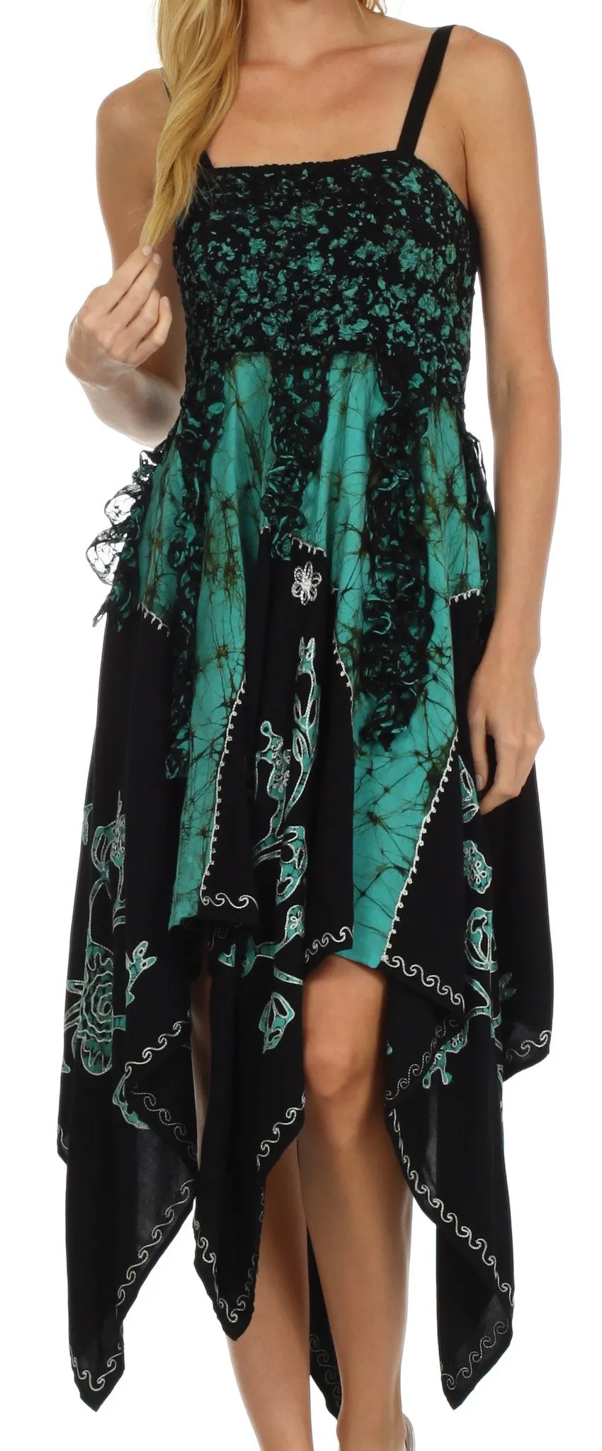 Sakkas Amara Batik Handkerchief Hem Dress