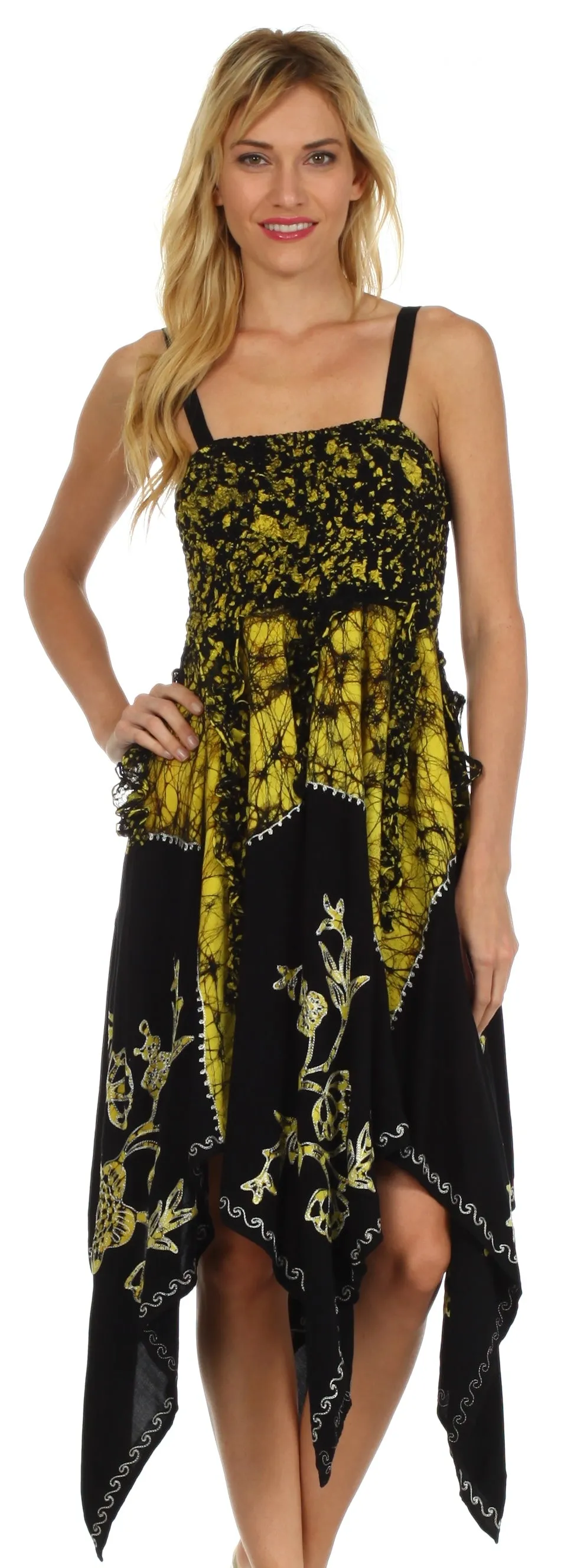 Sakkas Amara Batik Handkerchief Hem Dress