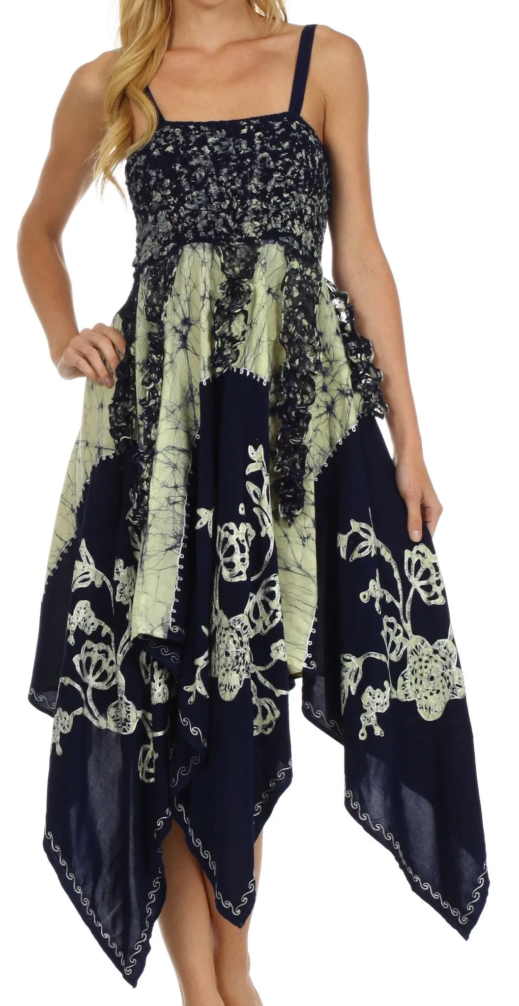 Sakkas Amara Batik Handkerchief Hem Dress