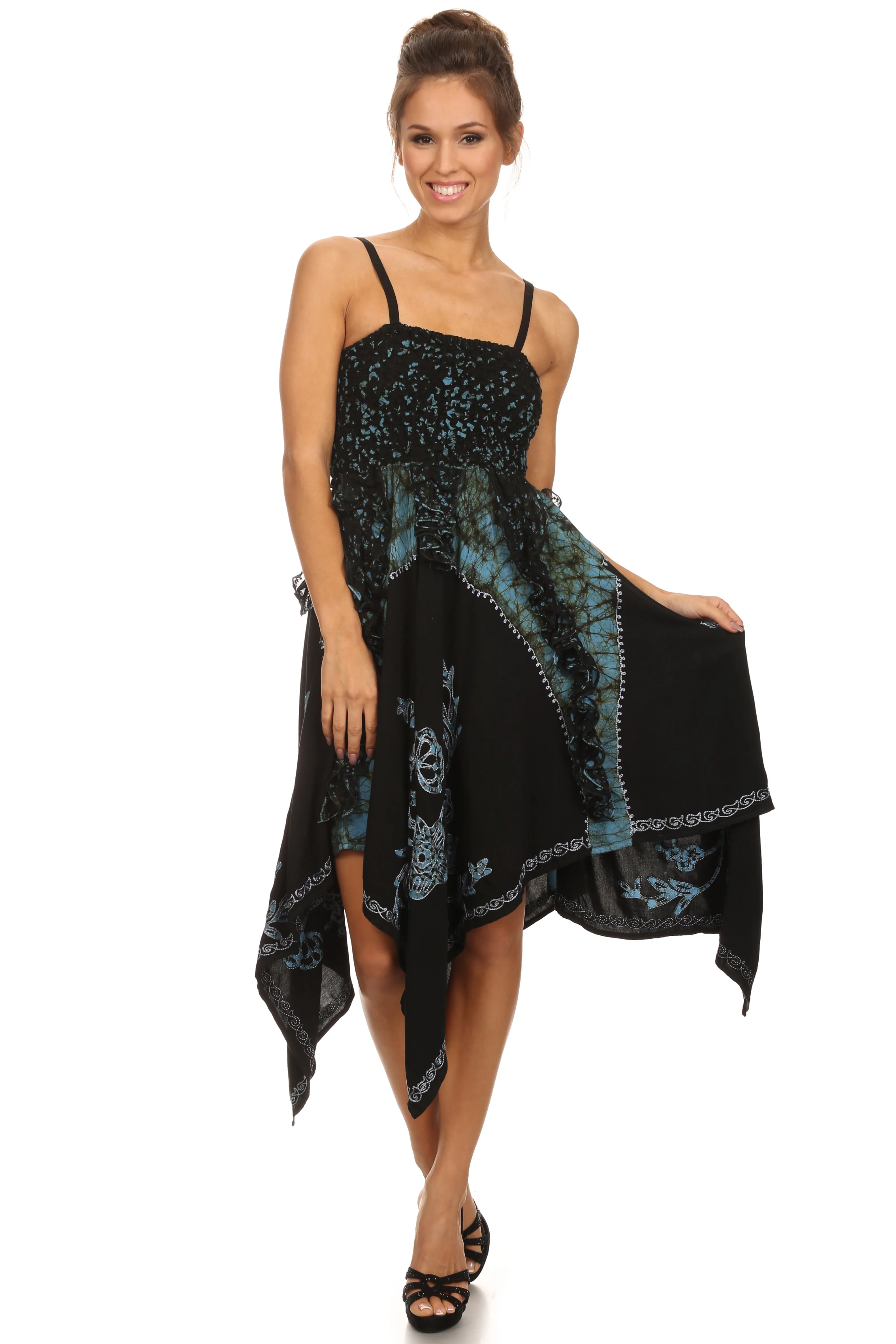 Sakkas Amara Batik Handkerchief Hem Dress