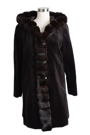 Sheared Mink Reversible Coat w/ Chinchilla Trim