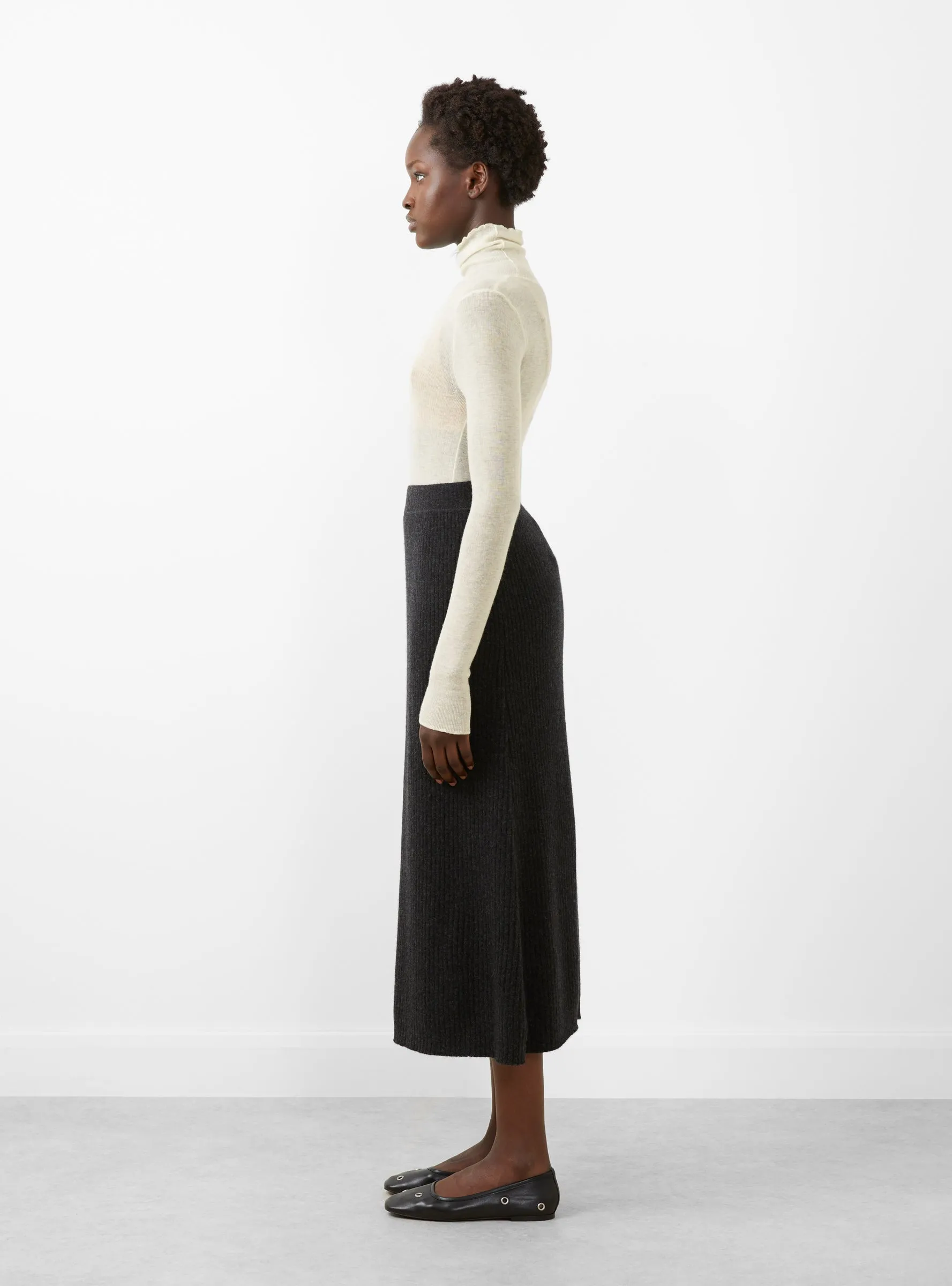 Sheer Gauze Turtleneck Crema