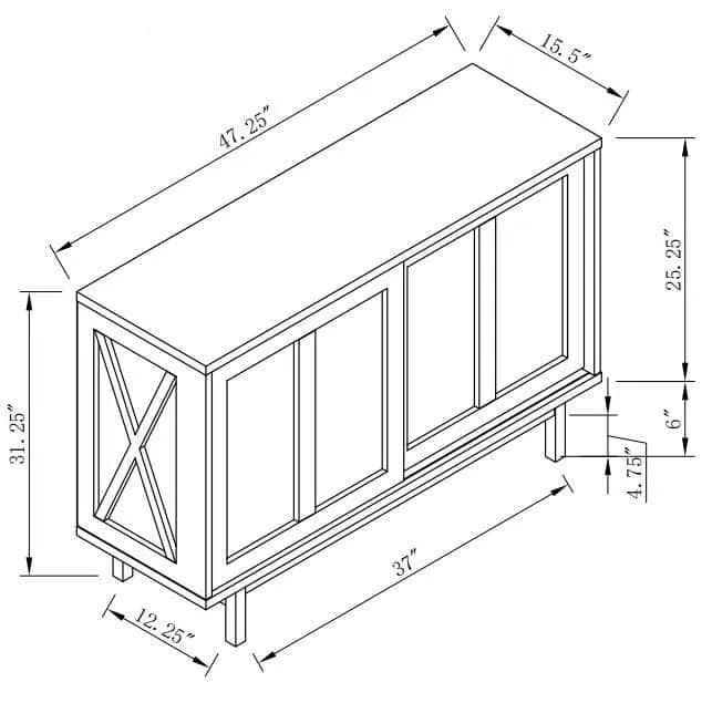 Space Saving Buffet Server with Sliding Doors in Grey