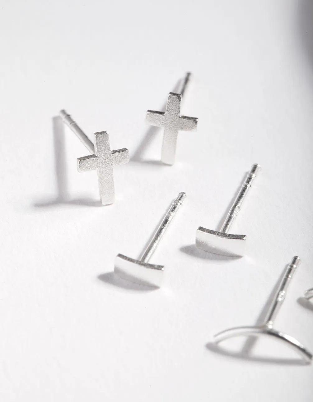 Sterling Silver Square Cross Stud Earring Pack