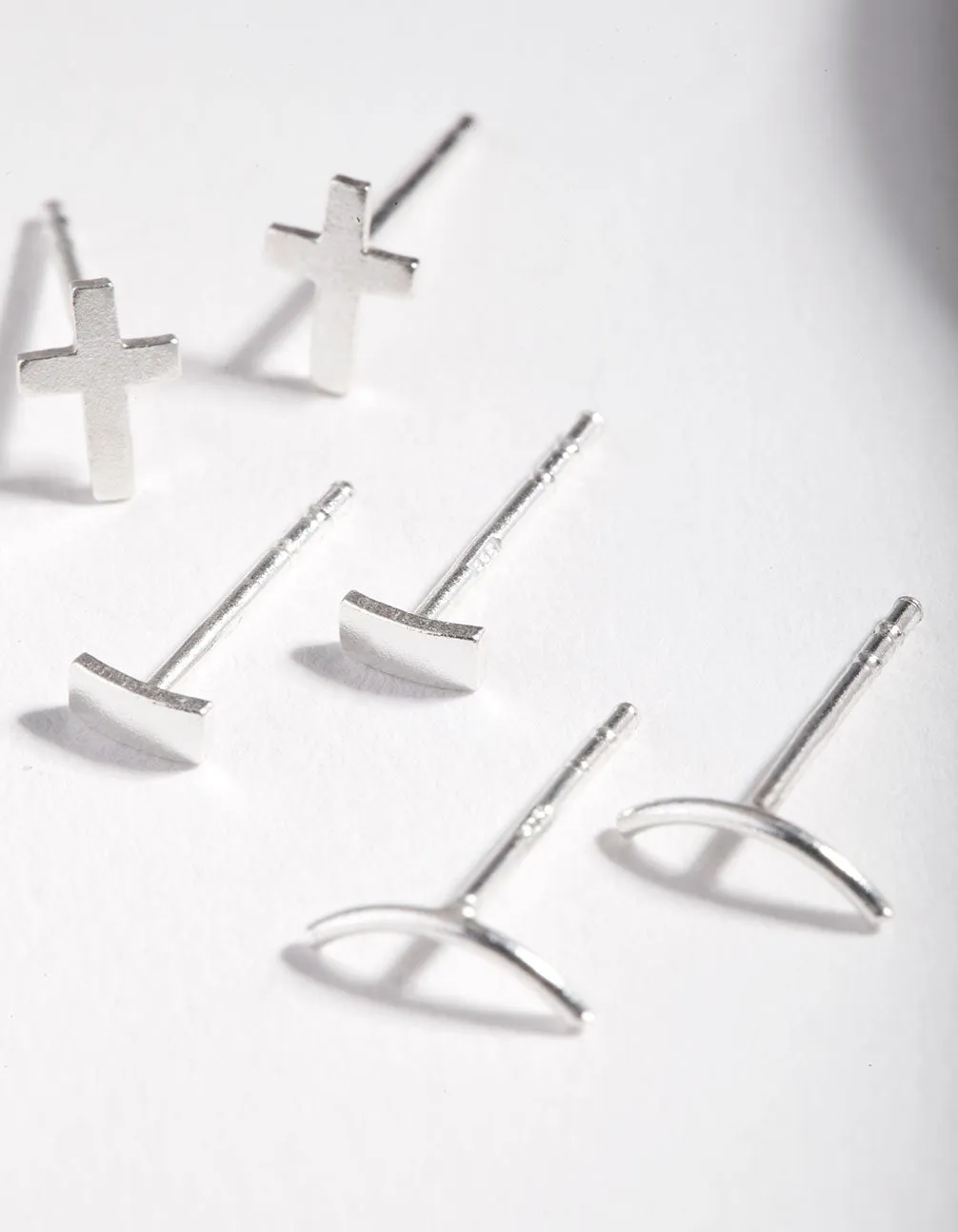 Sterling Silver Square Cross Stud Earring Pack