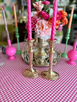 Vintage Brass Candle Holders,Traditional, Pair, Oval Base