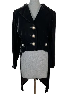 Vintage Yves Saint Laurent Black Velvet Tailcoat Size 10