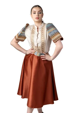 WS22 - Baro't Saya Ethnic Filipiniana Copper - Blouse and Skirt Set